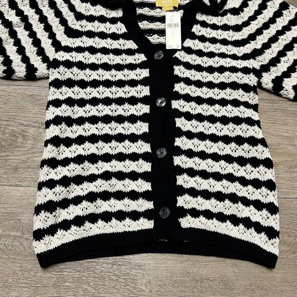 NWT Anthropologie Maeve Striped Crochet Sweater Knit Short Sleeve Cardigan Small - Picture 3 of 11